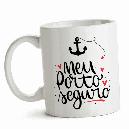 Caneca dia dos namorados frase meu porto seguro 320ml