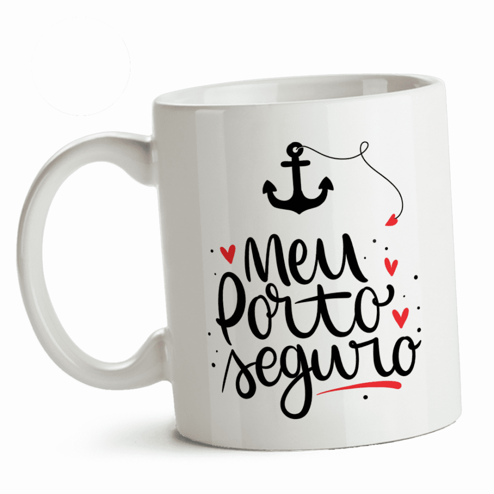 Caneca dia dos namorados frase meu porto seguro 320ml