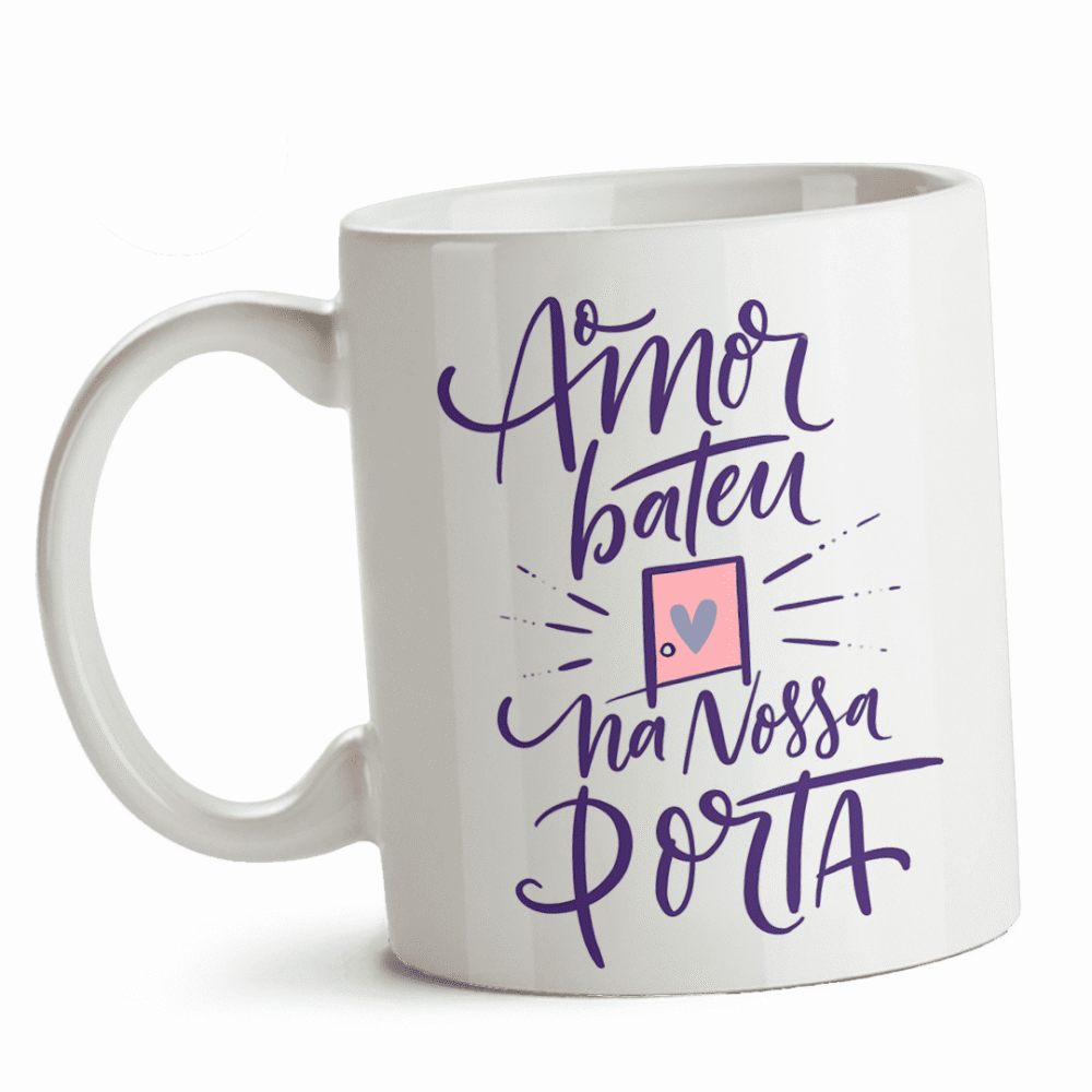 Caneca namorados o amor bateu a nossa porta