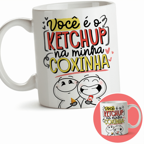 Caneca Você é o Ketchup na minha Coxinha flork bento 320ml dia dos namorados amor