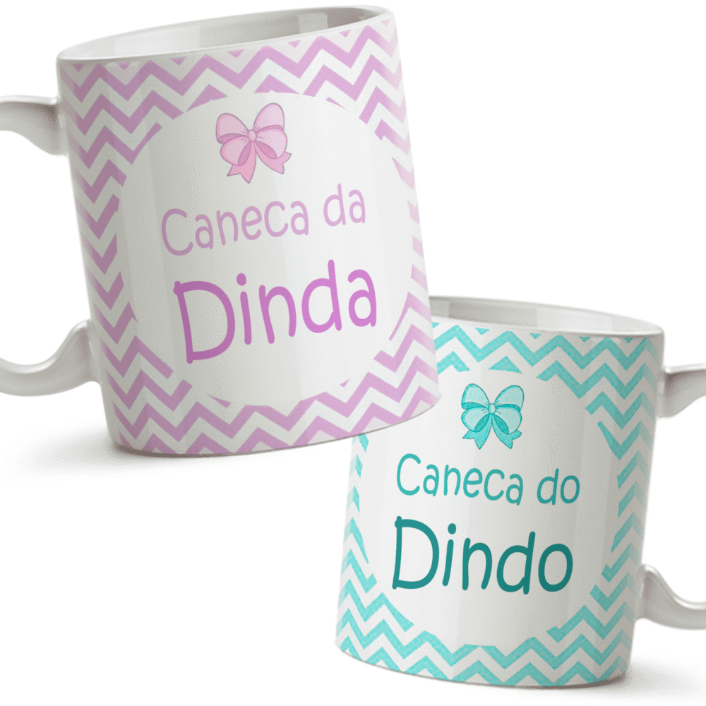 Par de canecas dindo e dinda com nome da criança - Imagem 2