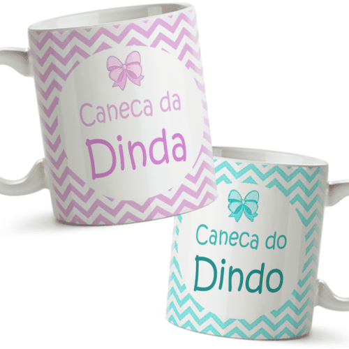 Par de canecas dindo e dinda com nome da criança