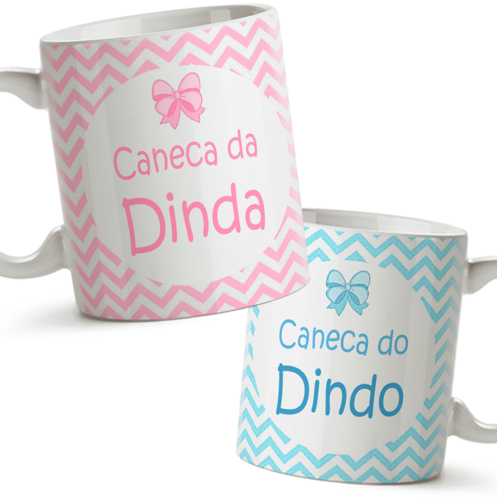 Par de canecas dindo e dinda com nome da criança - Imagem 3