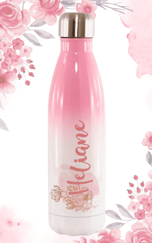 Garrafa térmica inox personalizada degradê Rosa 500ml