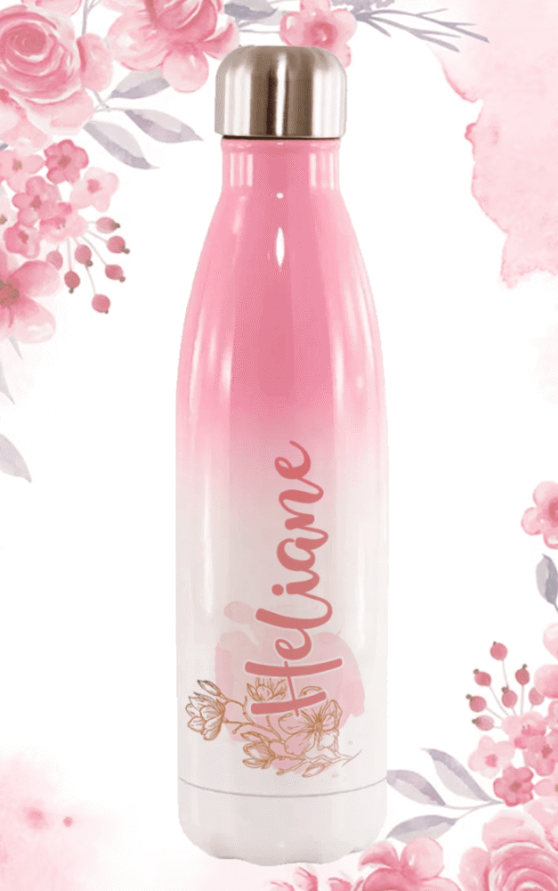 Garrafa térmica inox personalizada degradê Rosa 500ml