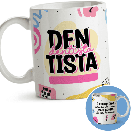 Caneca Profissão dentista divertida com nome 320ml