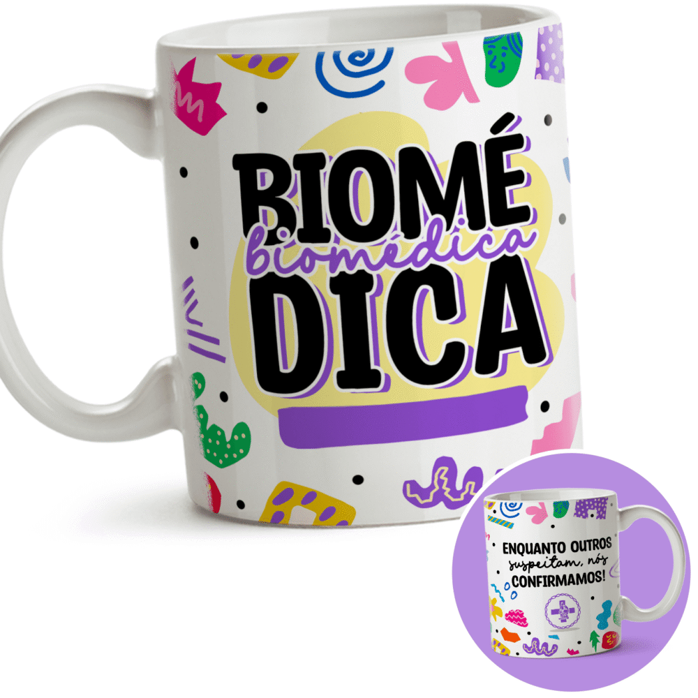 Caneca Profissão biomedica divertida com nome 320ml
