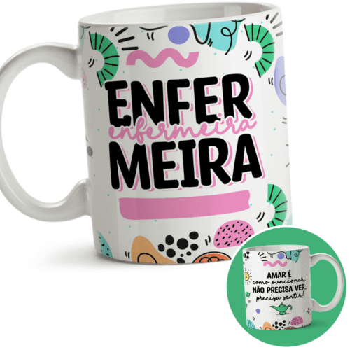Caneca Profissão enfermeira divertida com nome 320ml