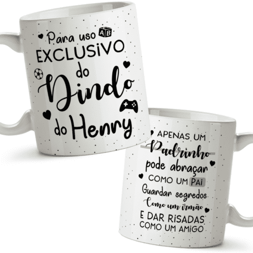 Par de canecas padrinho e madrinha batismo