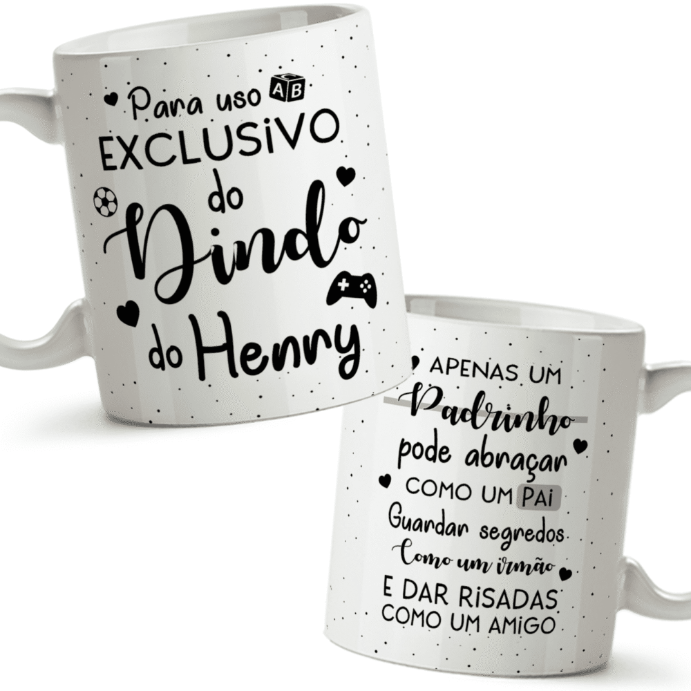 Par de canecas padrinho e madrinha batismo