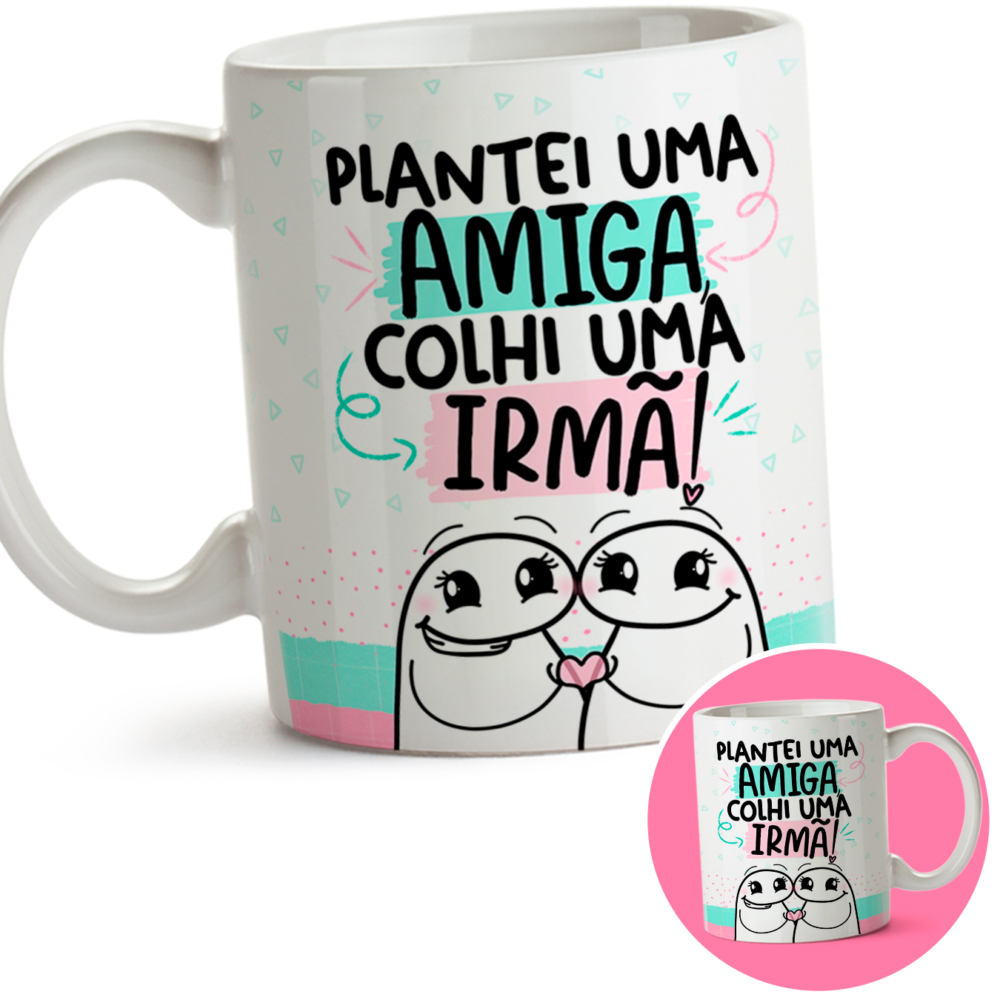 Caneca Amigas Flork Meme Amiga Irmã