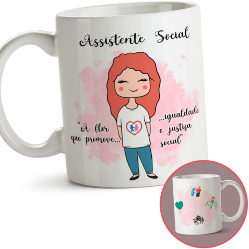 Caneca Profissão Assistente Socila Ruiva