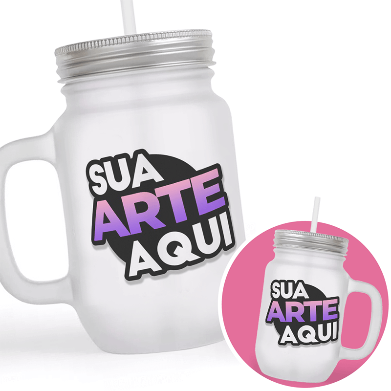 caneca jarra com tampa e canudo personalizada com sua arte