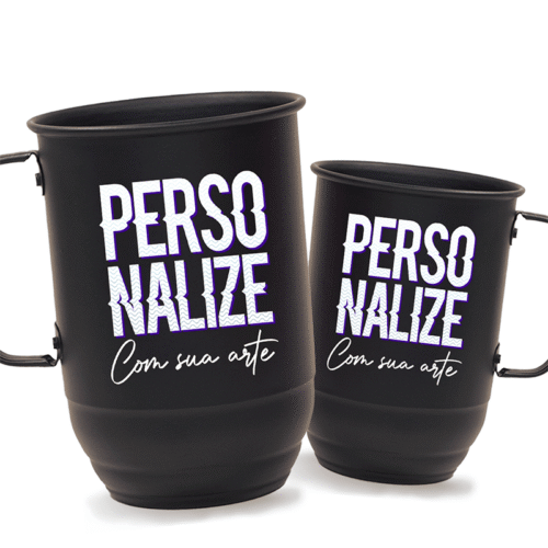 Caneca Personalizada Aluminio Preto fosco 850ml