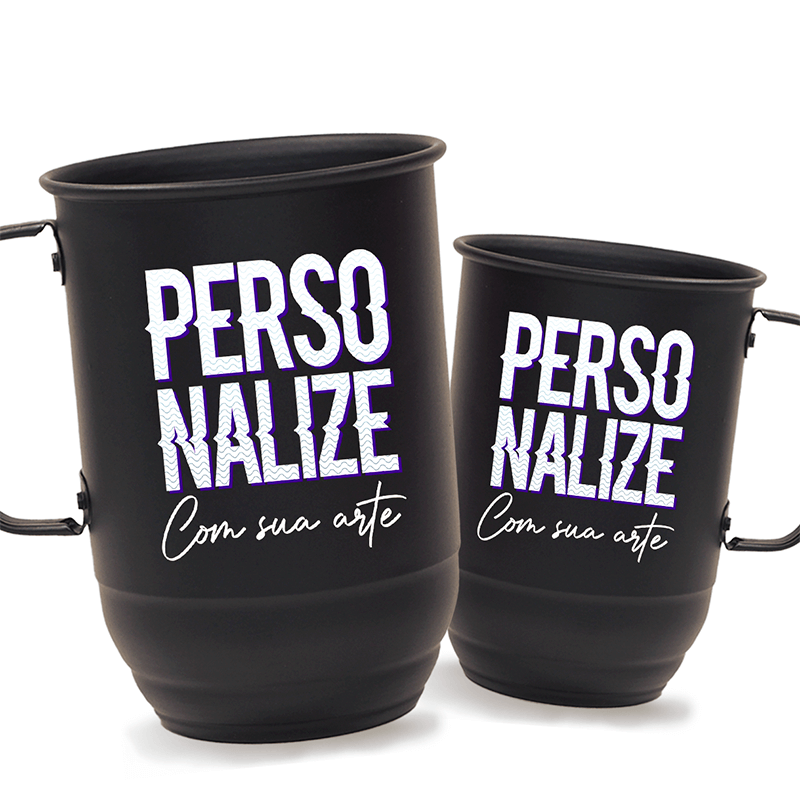Caneca Personalizada Aluminio Preto fosco 850ml