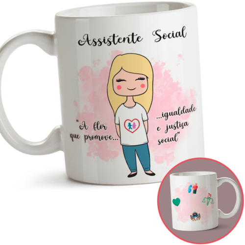 Caneca Profissão Assistente Social Loira